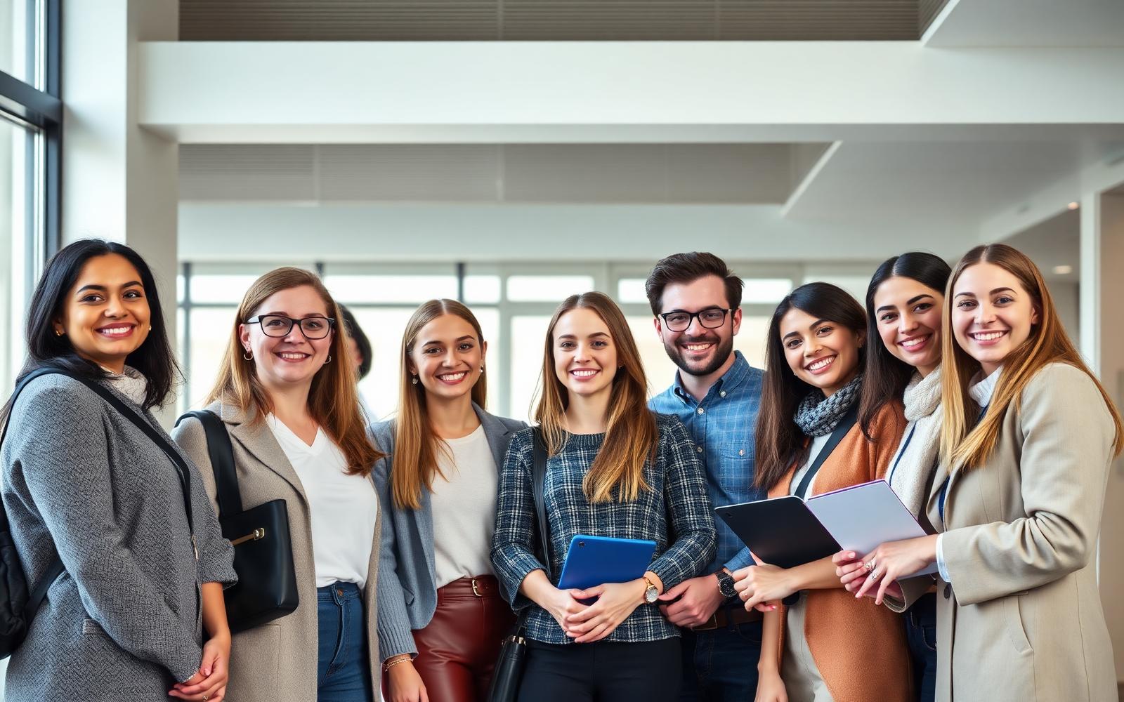 Diverse group of international professionals and students